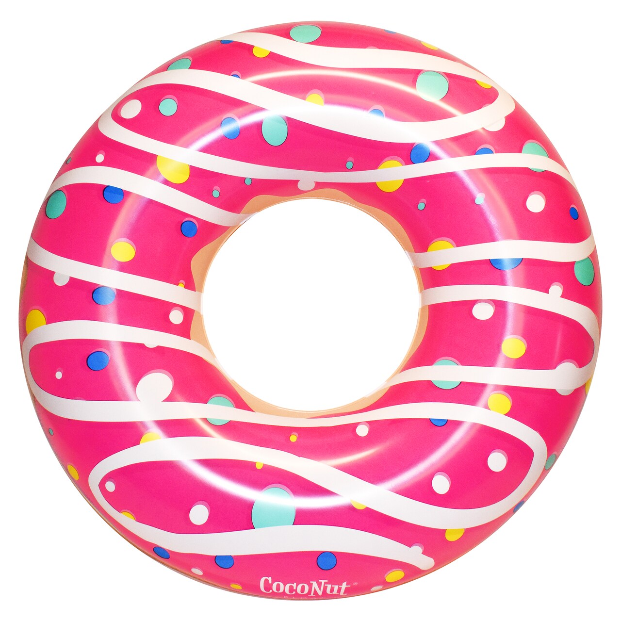 CocoNut Float: Pink Sprinkled & Glazed Donut - 48" Pool Ring Inflatable, Anti-Leak, Durable, Party Water Accessory